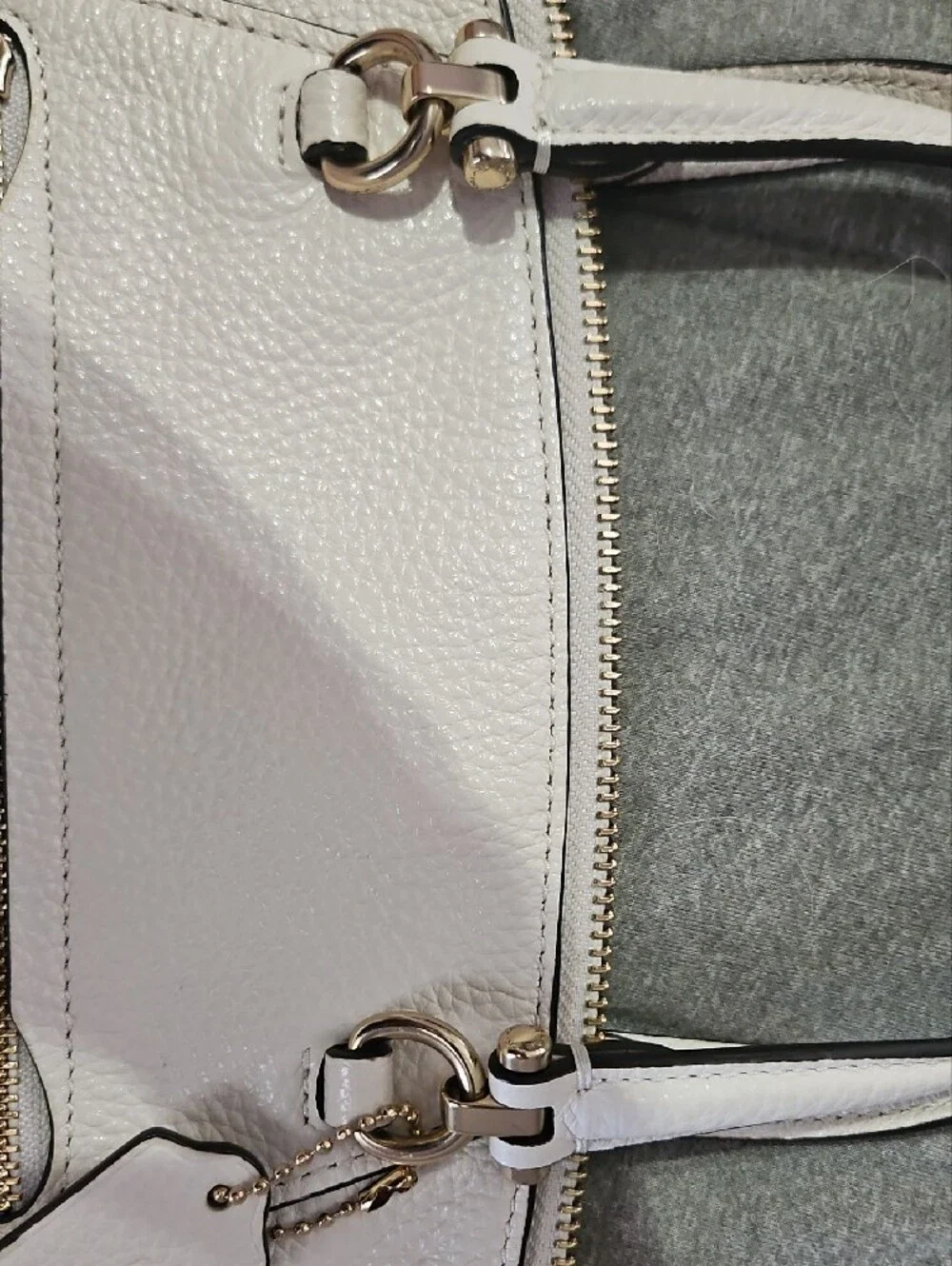 Coach Prairie Satchel Tote In Cream Pebbled Leather with Gold Hardware EUC